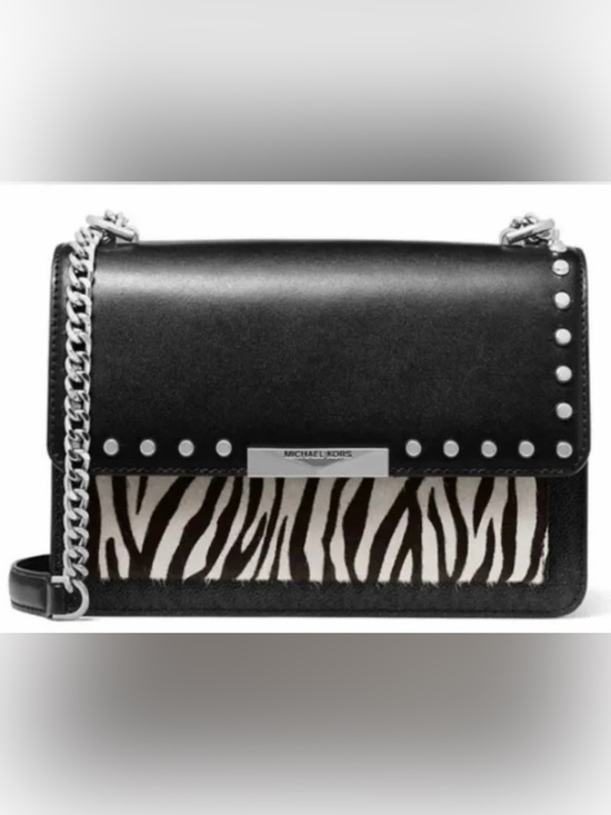 Michael Kors Handbags - NEW MICHAEL KORS JADE BLACK MULTI ZEBRA GUSSET SHOULDER BAG